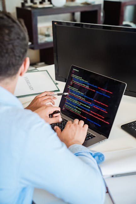 A computer screen displaying lines of source code in a text editor with syntax highlighting. The code includes HTML tags, such as <h1> and <div>, as well as image tags referencing photo files with alt